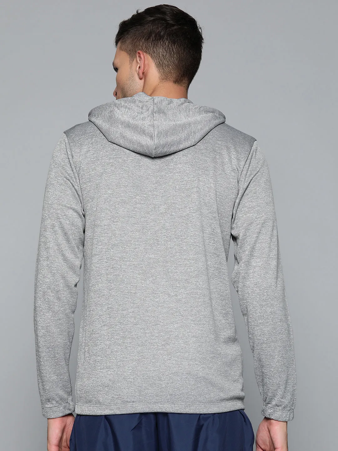 Alcis Men Grey Solid Hooded Sweatshirt