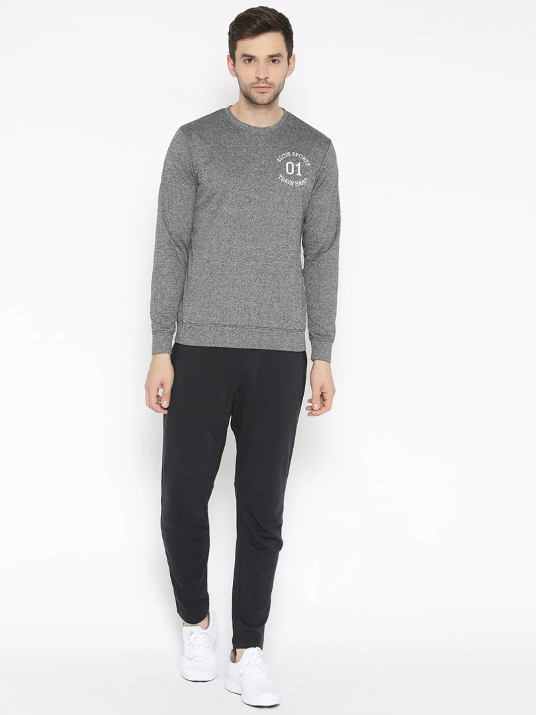 Alcis Men Grey Solid Sweatshirt
