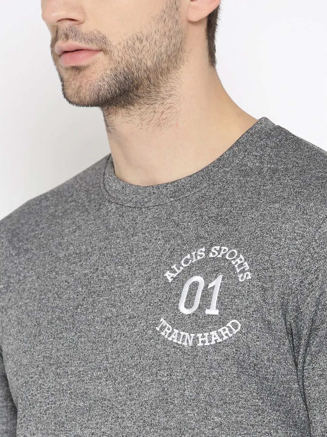 Alcis Men Grey Solid Sweatshirt