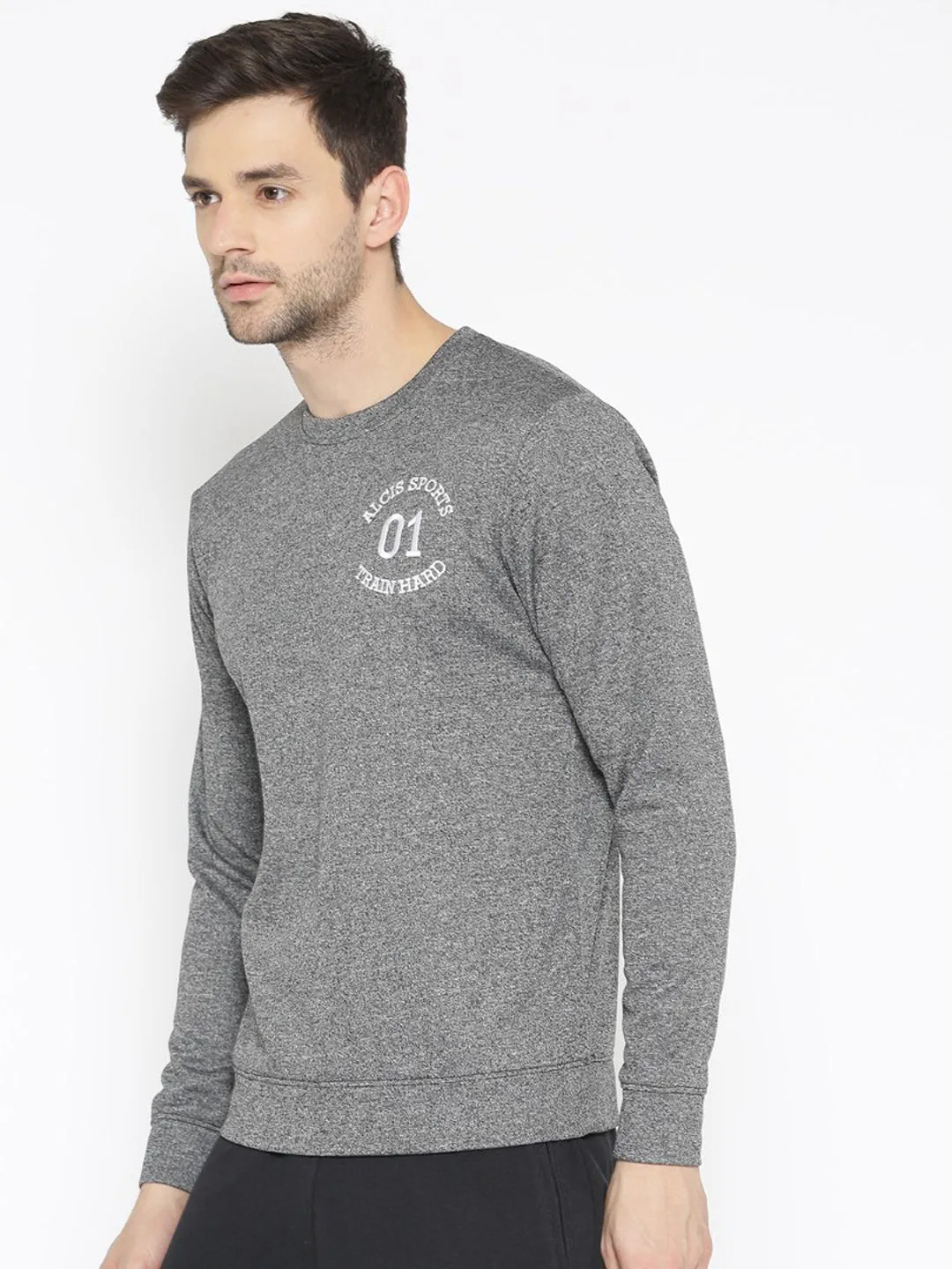 Alcis Men Grey Solid Sweatshirt
