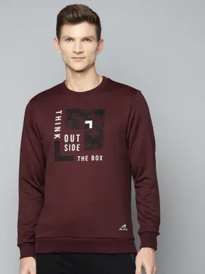 ALCIS Men Maroon Printed Sweatshirt