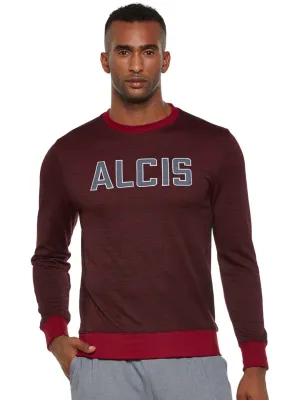 Alcis Men Maroon Self Design Sweatshirt 115MSS148