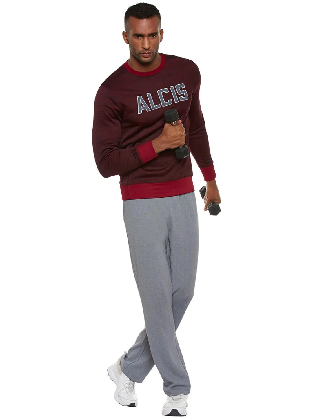 Alcis Men Maroon Self Design Sweatshirt 115MSS148