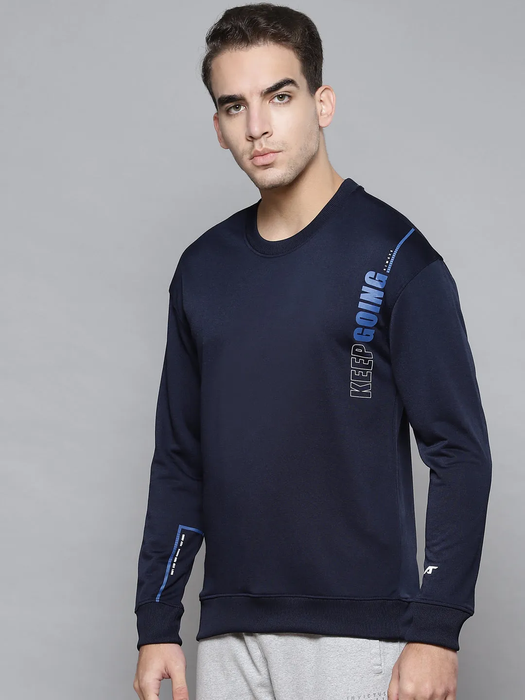 Alcis Men Navy Blue Printed Sweatshirt