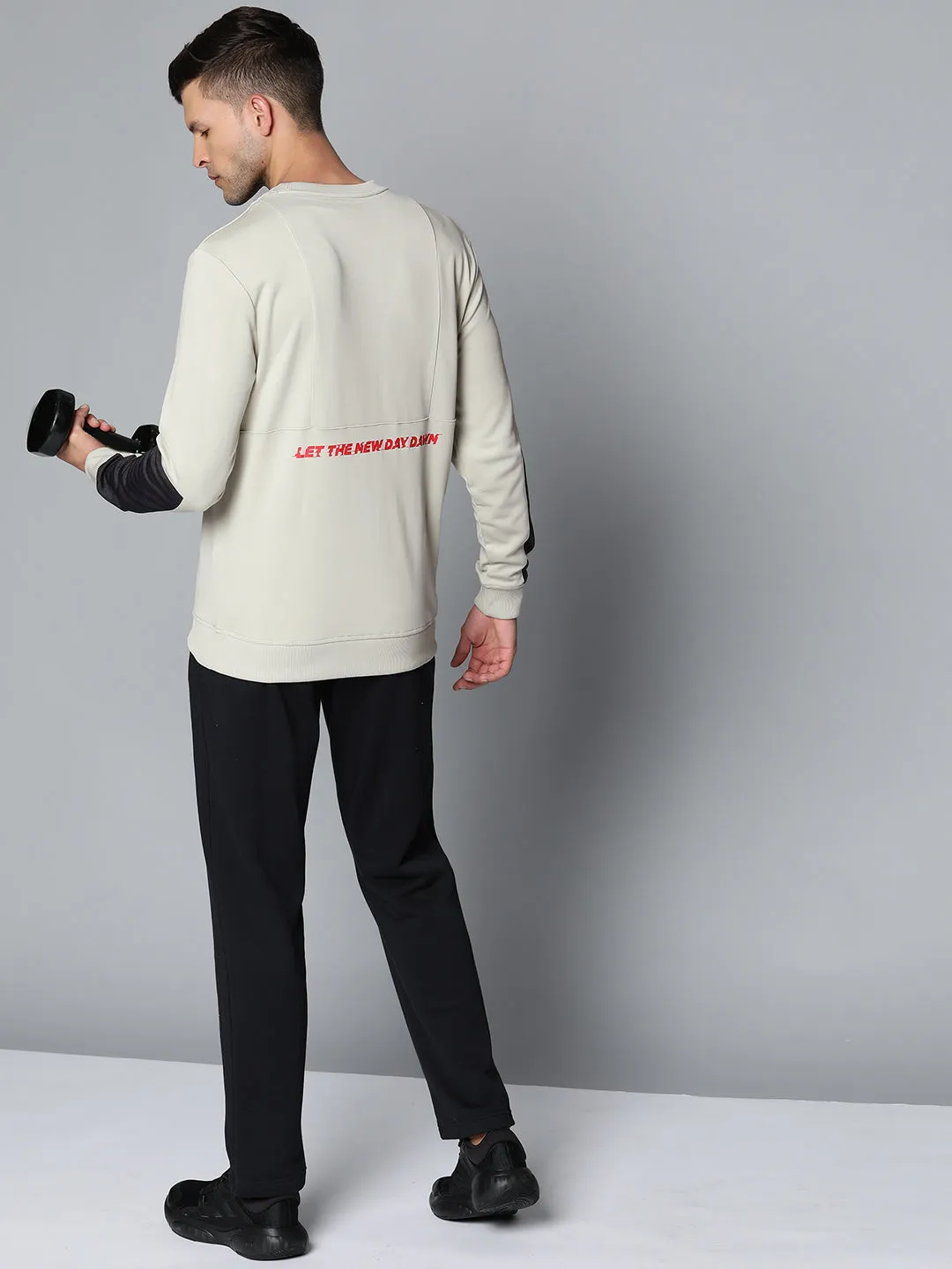 Alcis Men Off White Printed Sweatshirt
