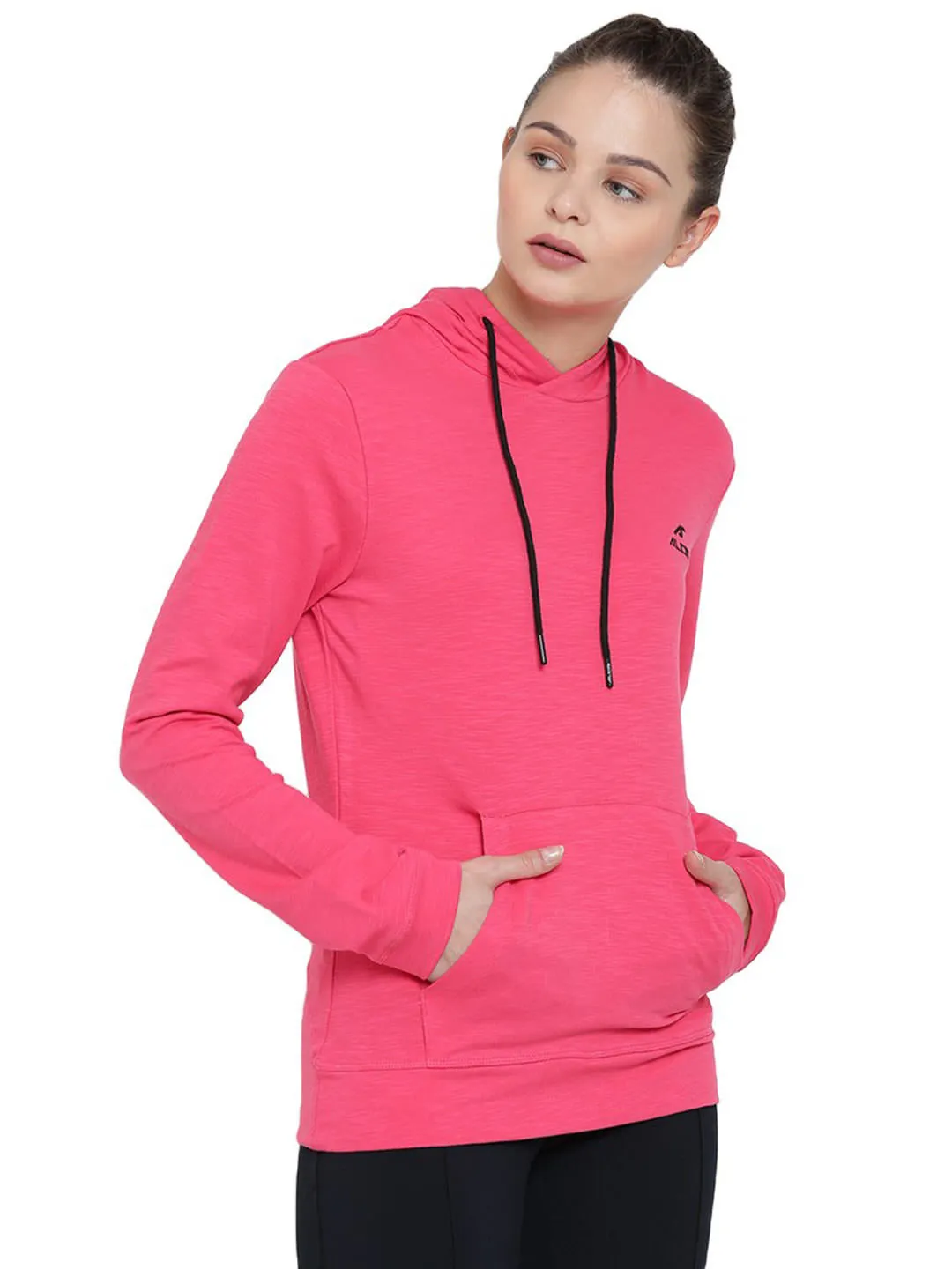Alcis Men Pink Solid Hooded Sweatshirt 188WSS248