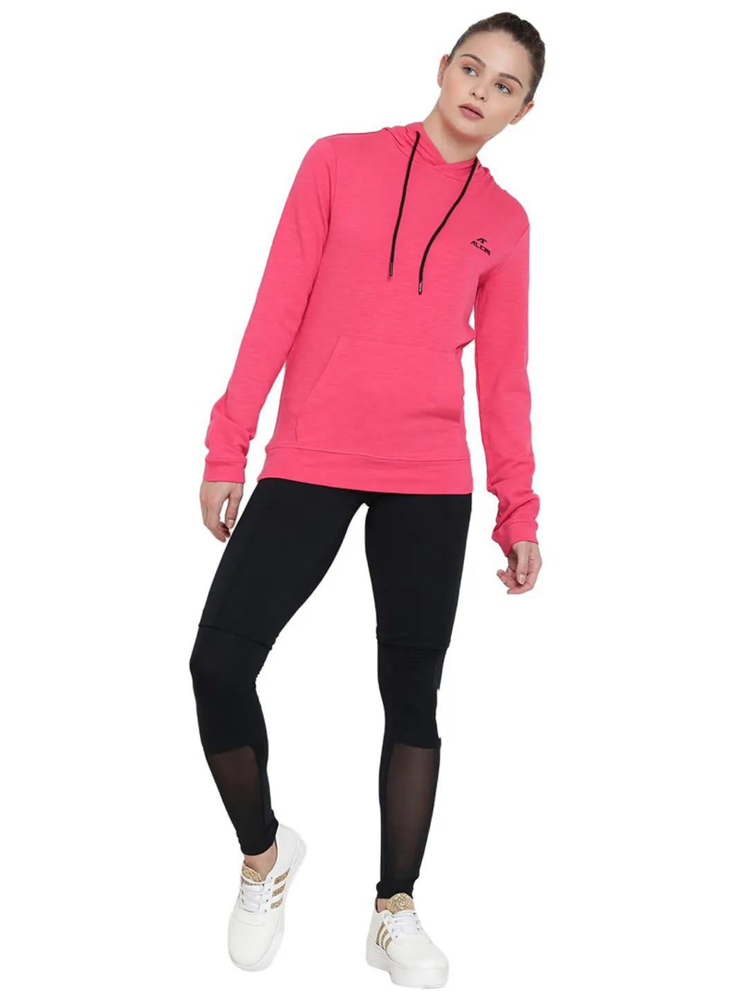 Alcis Men Pink Solid Hooded Sweatshirt 188WSS248