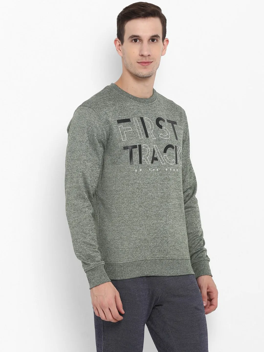 Alcis Men Printed Olive Sweatshirts