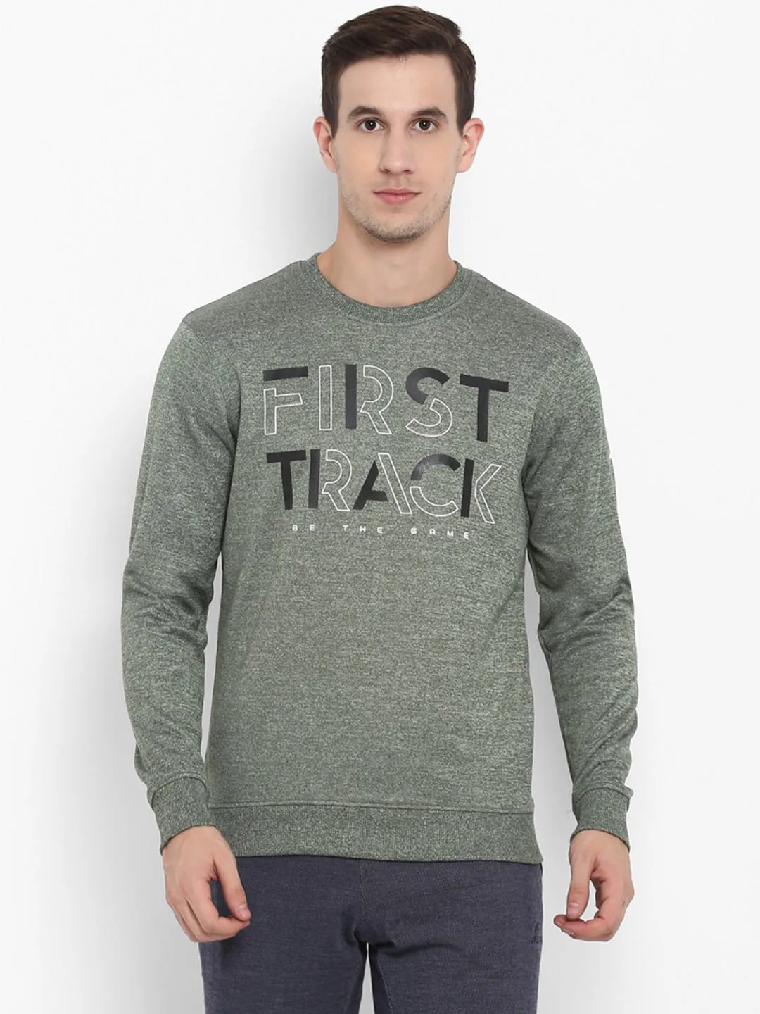 Alcis Men Printed Olive Sweatshirts