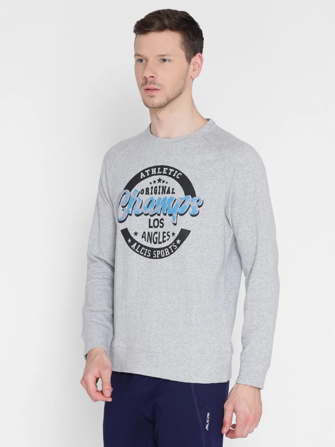 Alcis Mens Printed Grey Sweatshirt 146MSS220