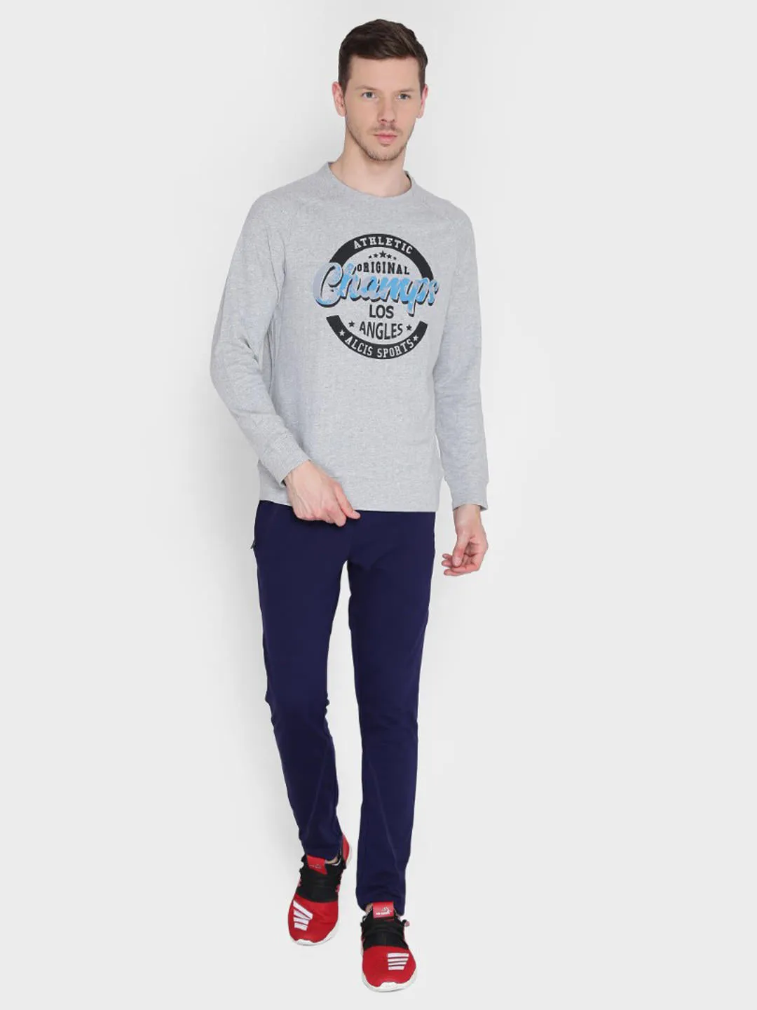 Alcis Mens Printed Grey Sweatshirt 146MSS220