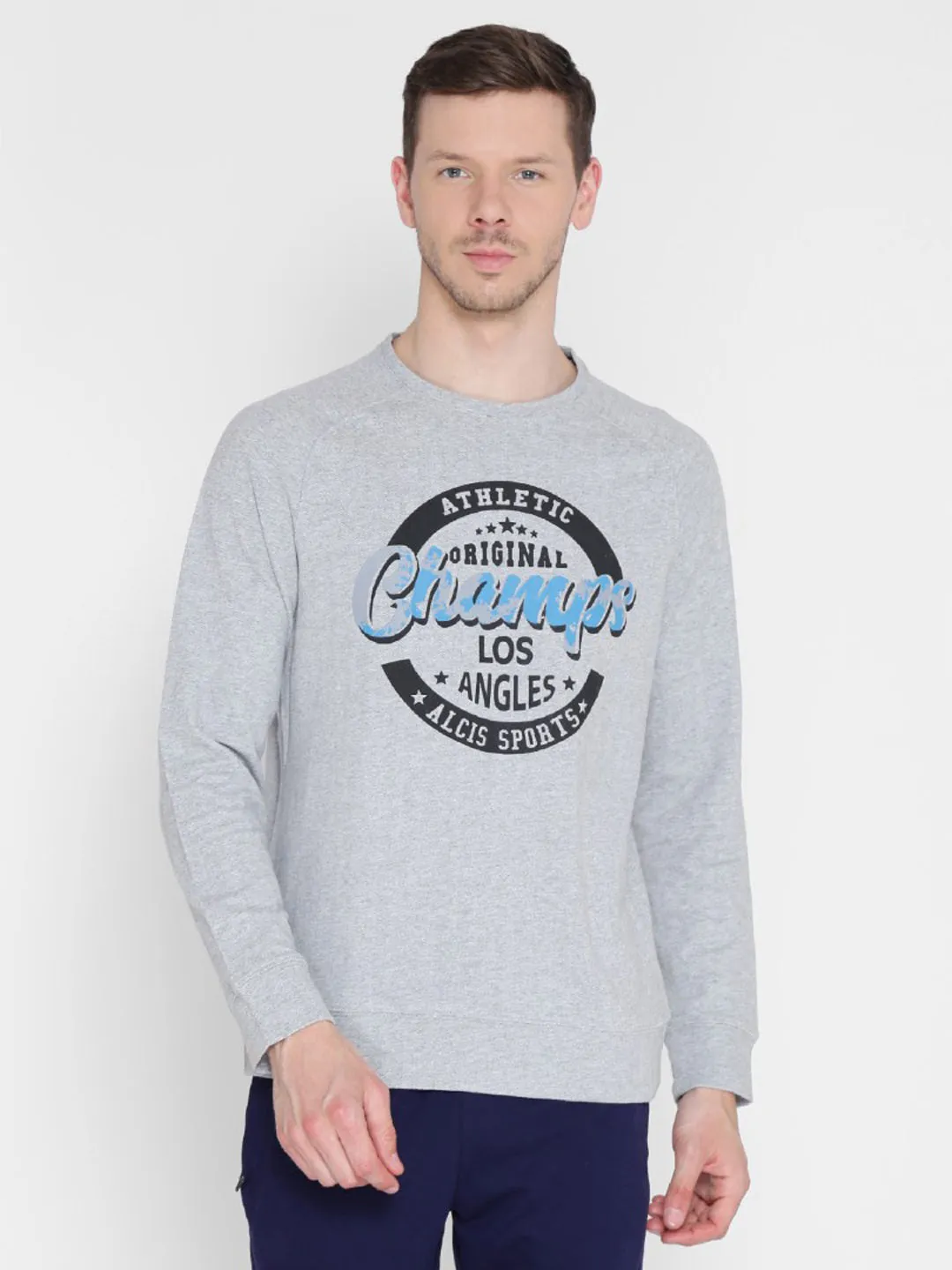Alcis Mens Printed Grey Sweatshirt 146MSS220