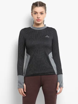 Alcis Women Black Grey Printed AntiStatix Sweatshirt