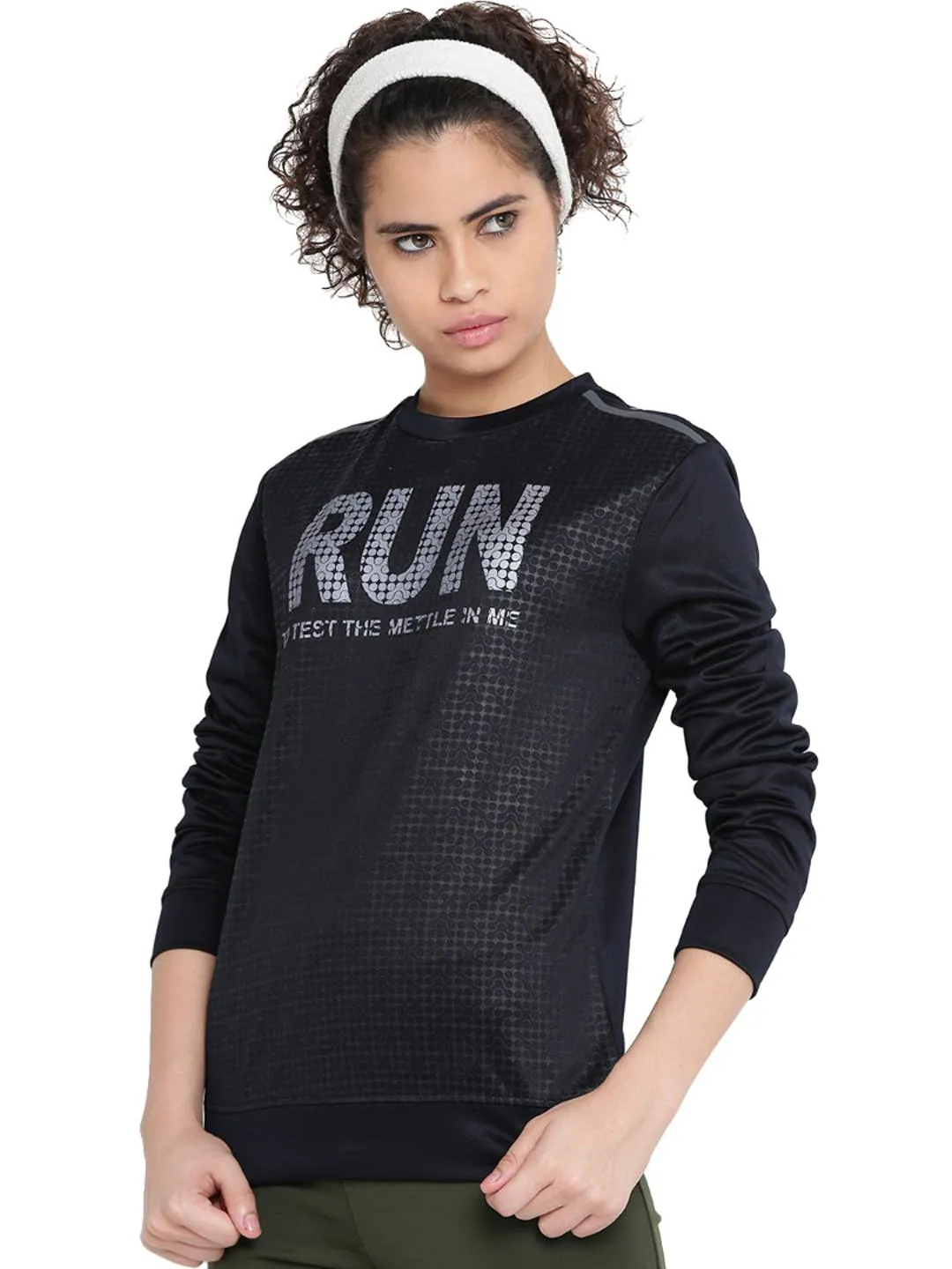 Alcis Women Black Printed Sweatshirt 237WSS078