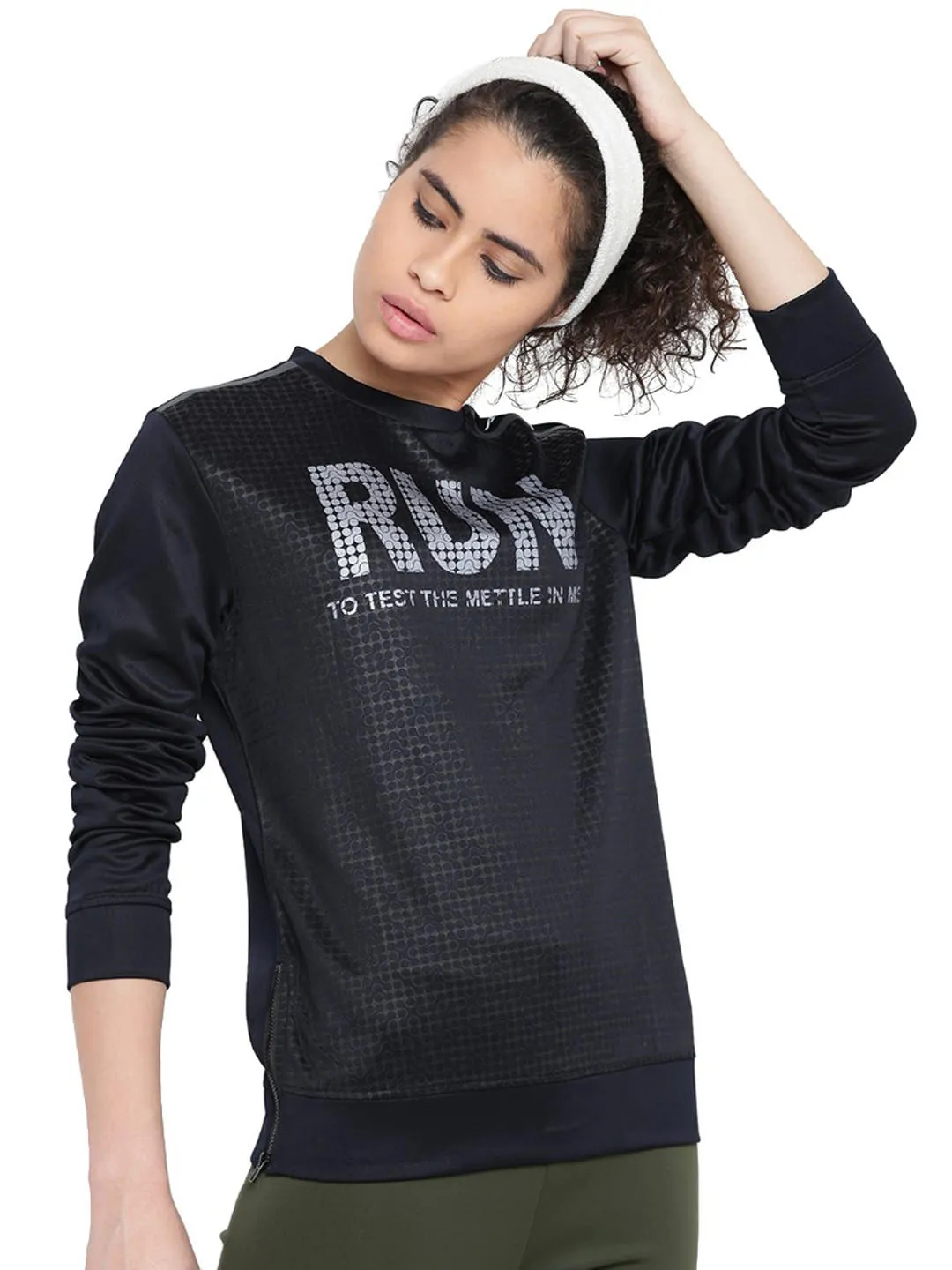 Alcis Women Black Printed Sweatshirt 237WSS078
