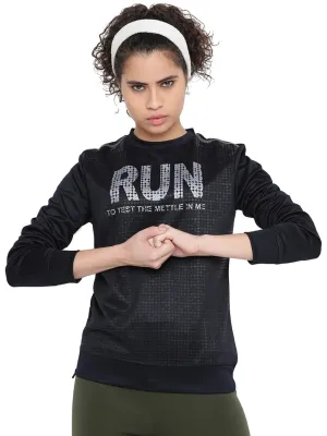 Alcis Women Black Printed Sweatshirt 237WSS078