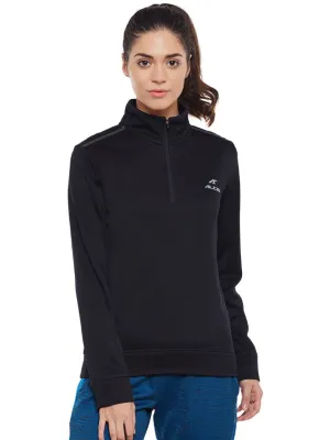 Alcis Women Black Solid Sweatshirt 339WSS318