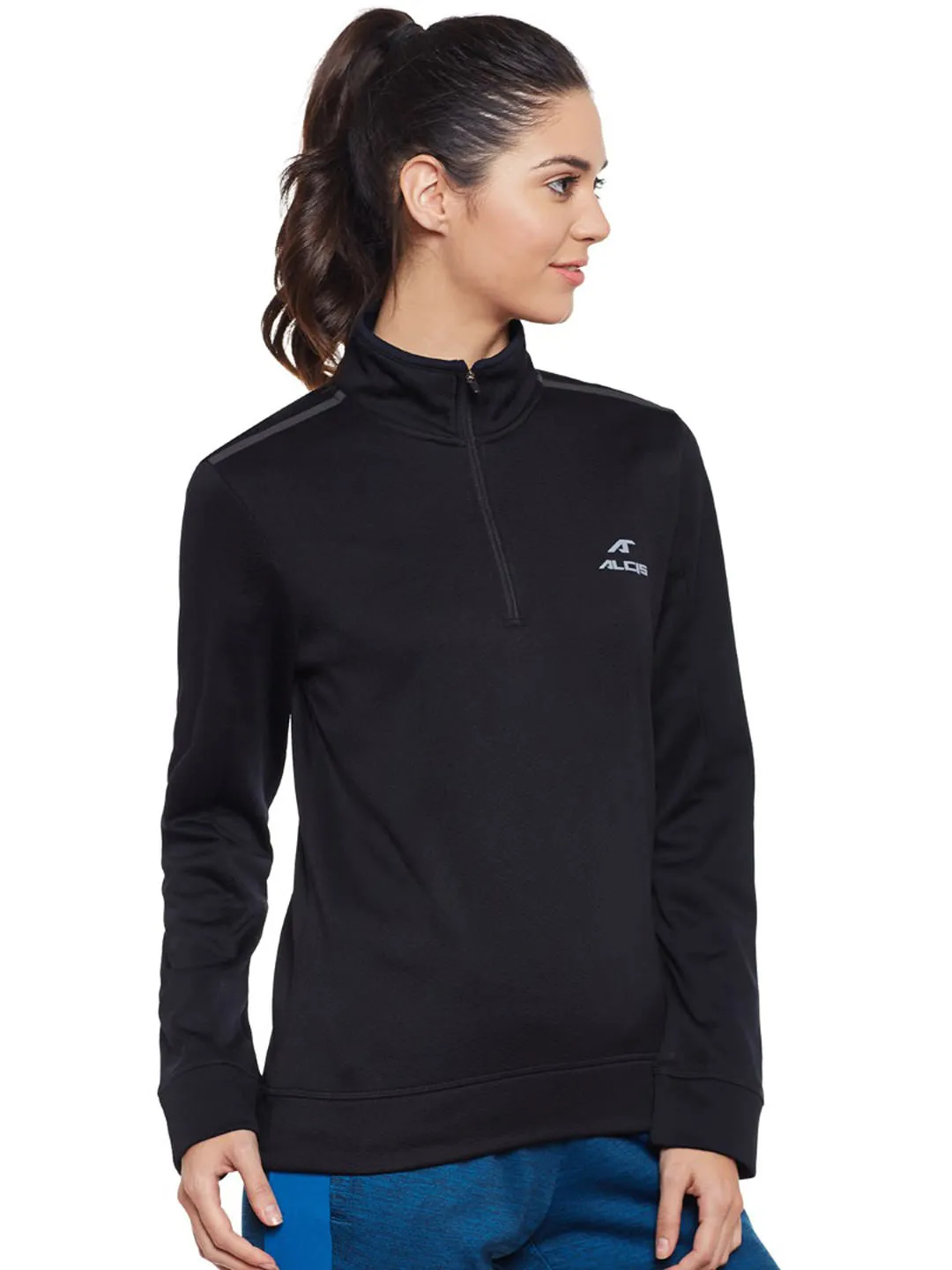 Alcis Women Black Solid Sweatshirt 339WSS318