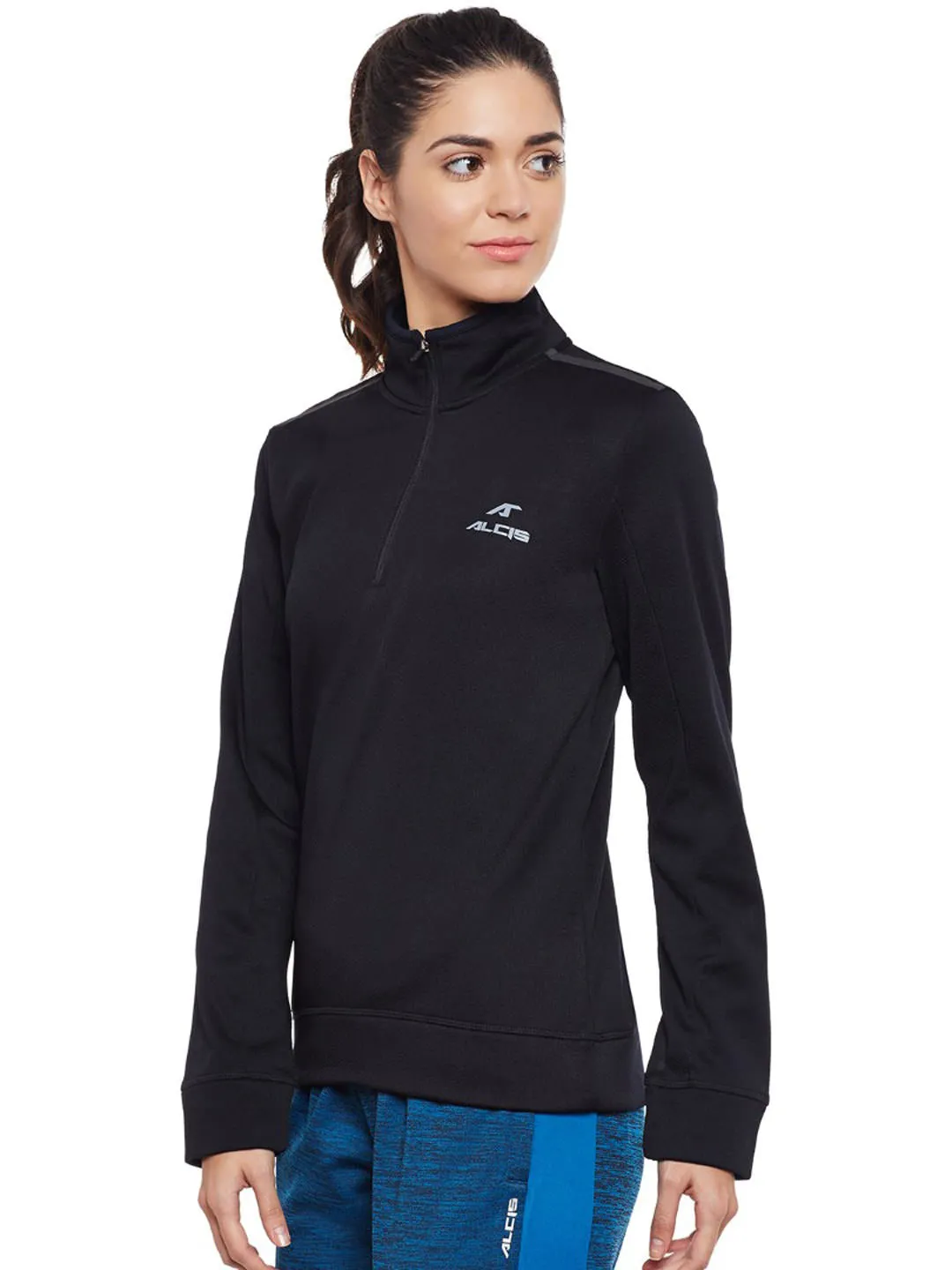 Alcis Women Black Solid Sweatshirt 339WSS318