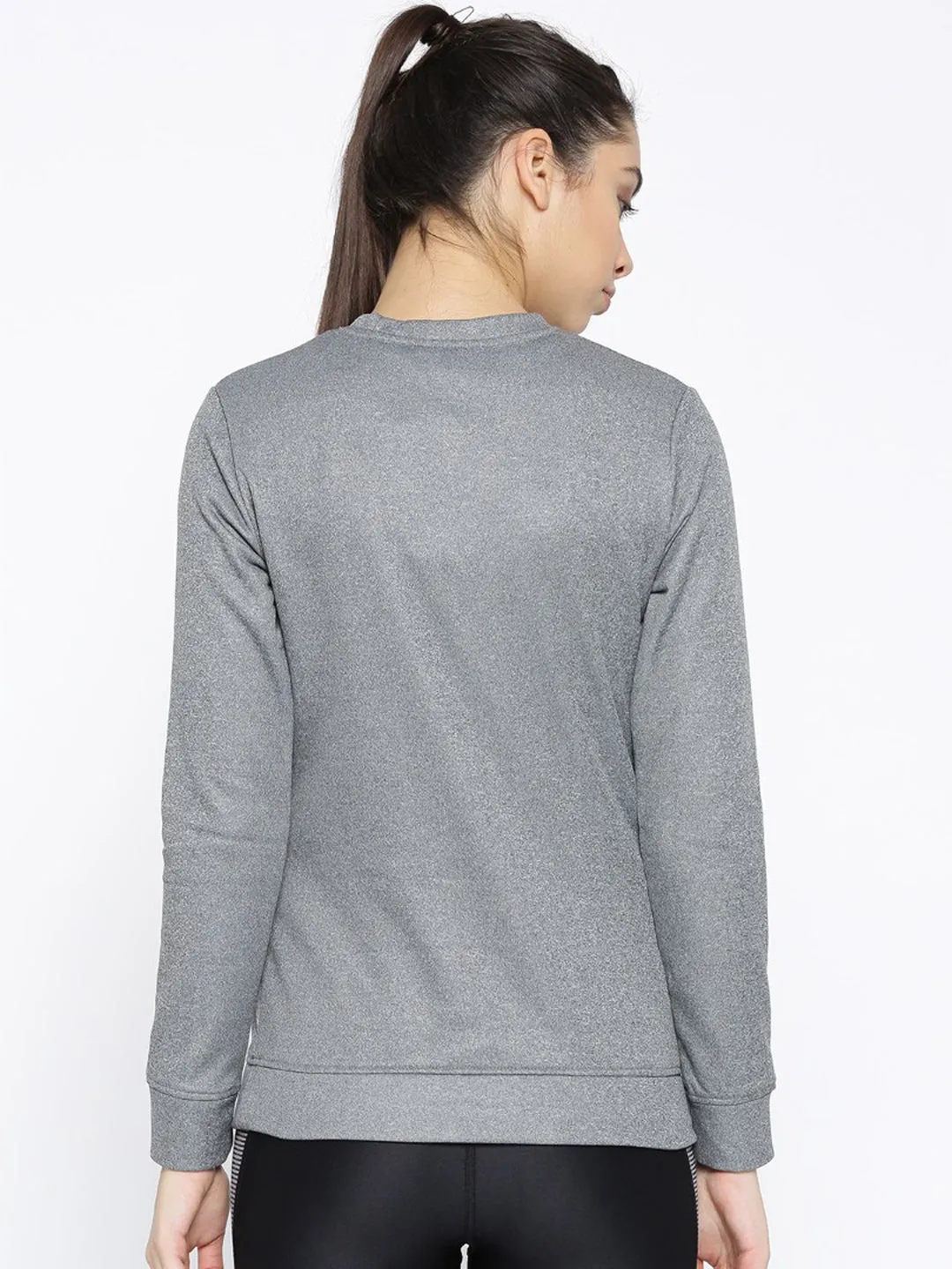 Alcis Women Grey Melange Solid Sweatshirt