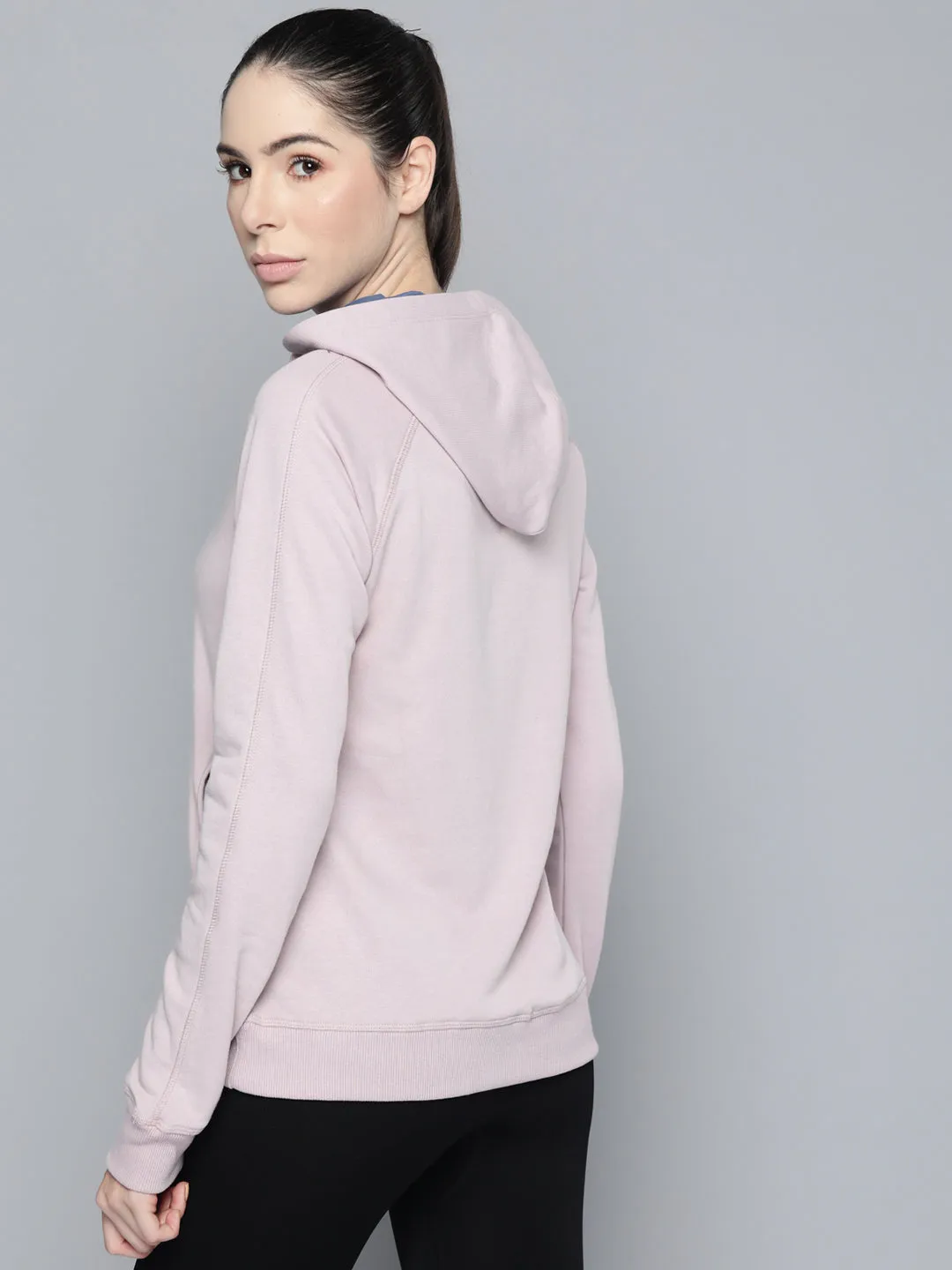 Alcis Women Lavender Printed Hooded Sweatshirt