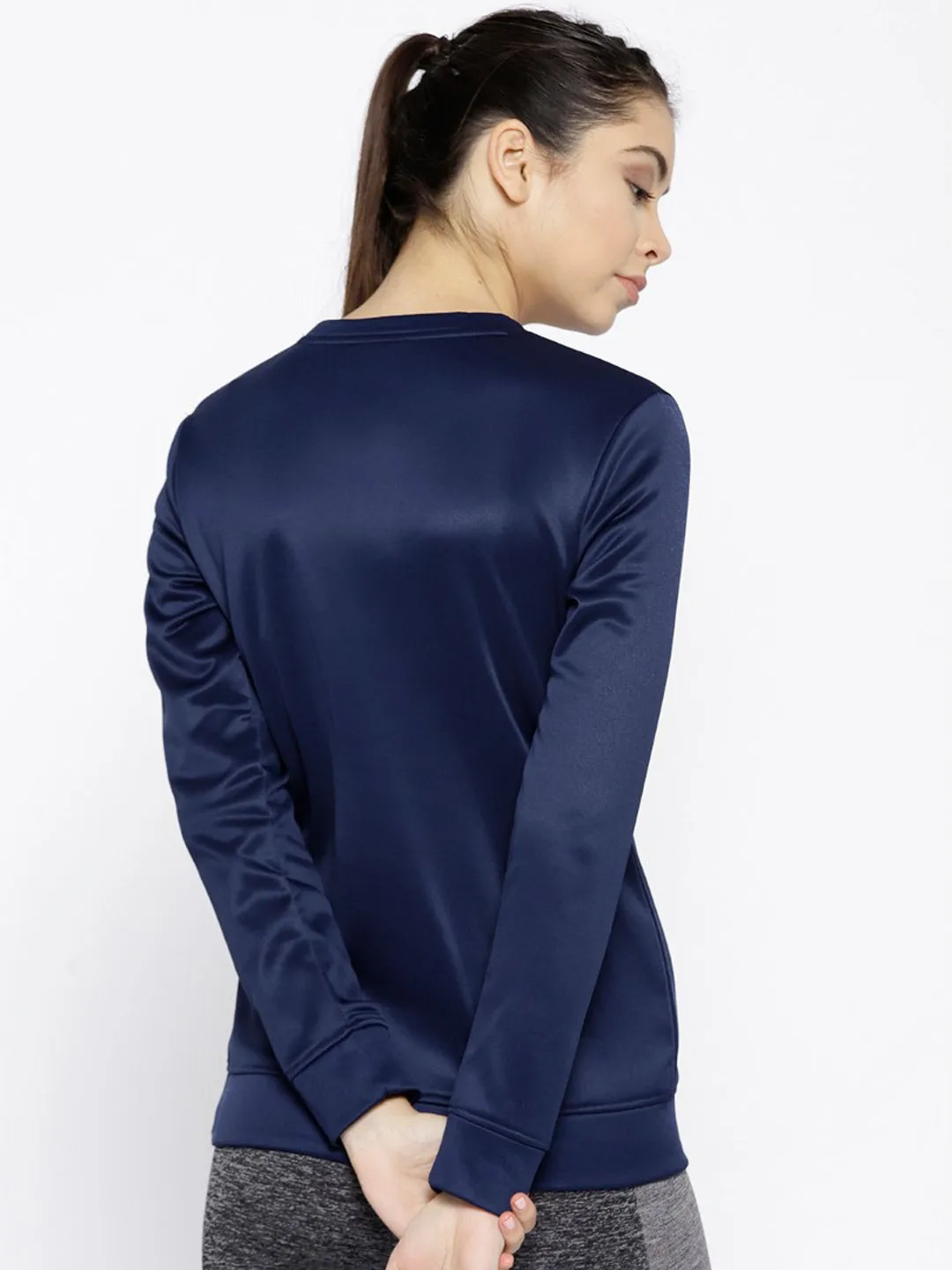 Alcis Women Navy Blue Solid Sweatshirt