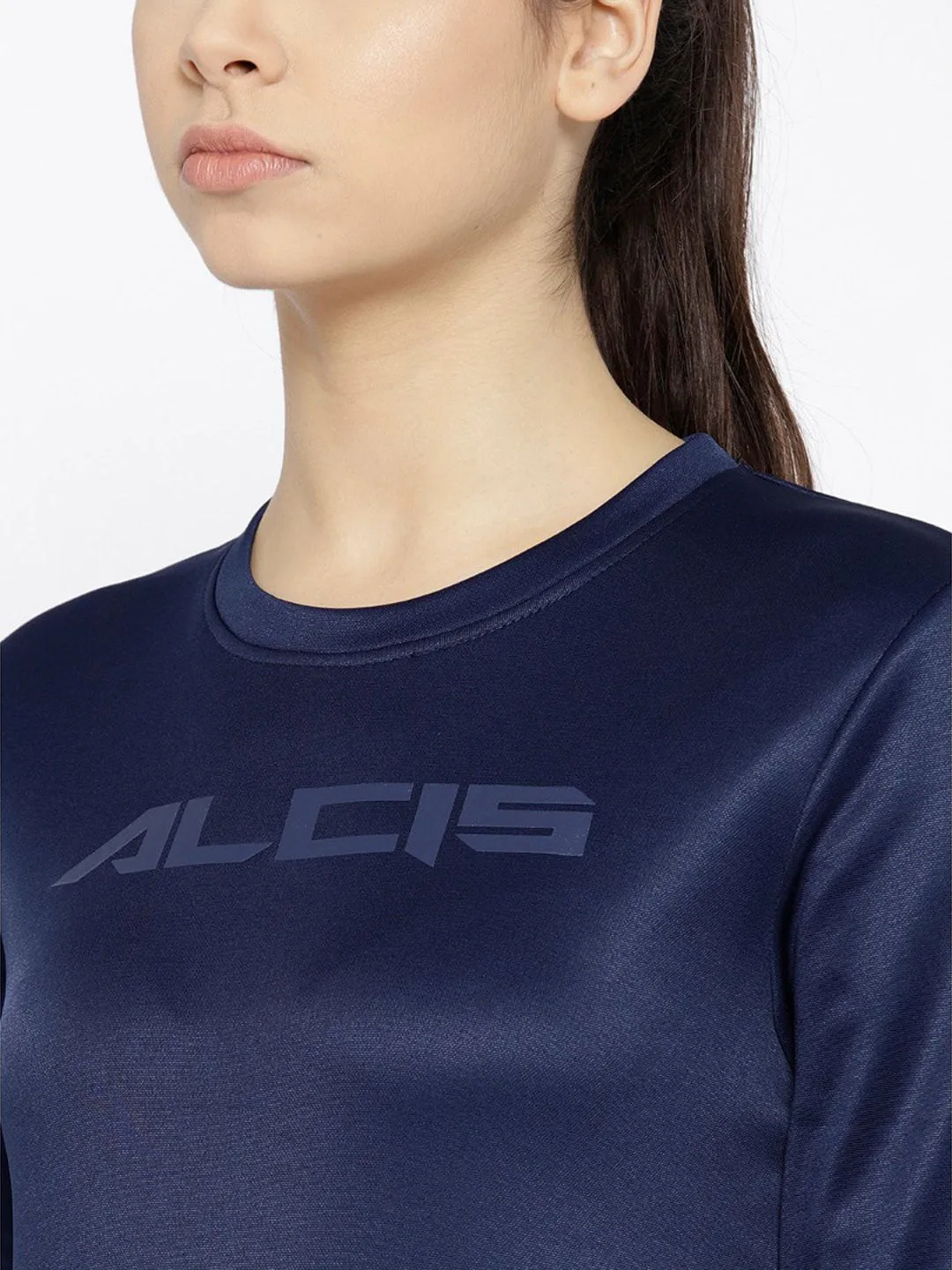 Alcis Women Navy Blue Solid Sweatshirt
