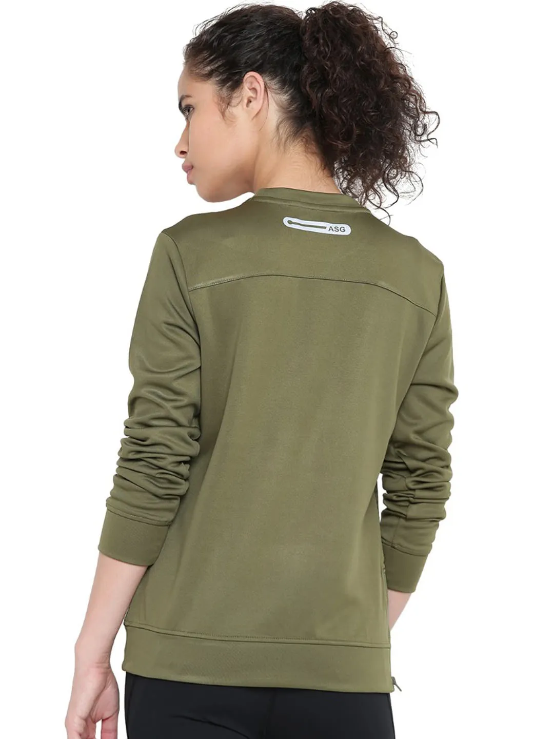 Alcis Women Olive Green Printed Sweatshirt 237WSS077