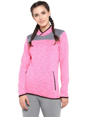 Alcis Women Pink Grey Colourblocked Sweatshirt