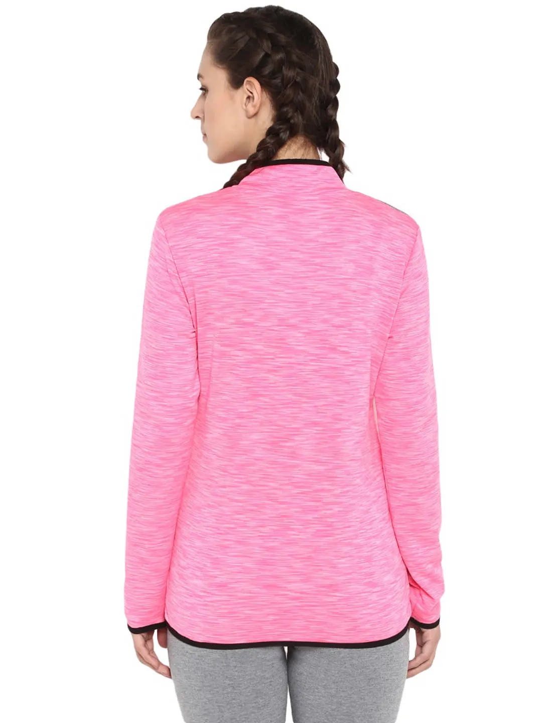 Alcis Women Pink Grey Colourblocked Sweatshirt