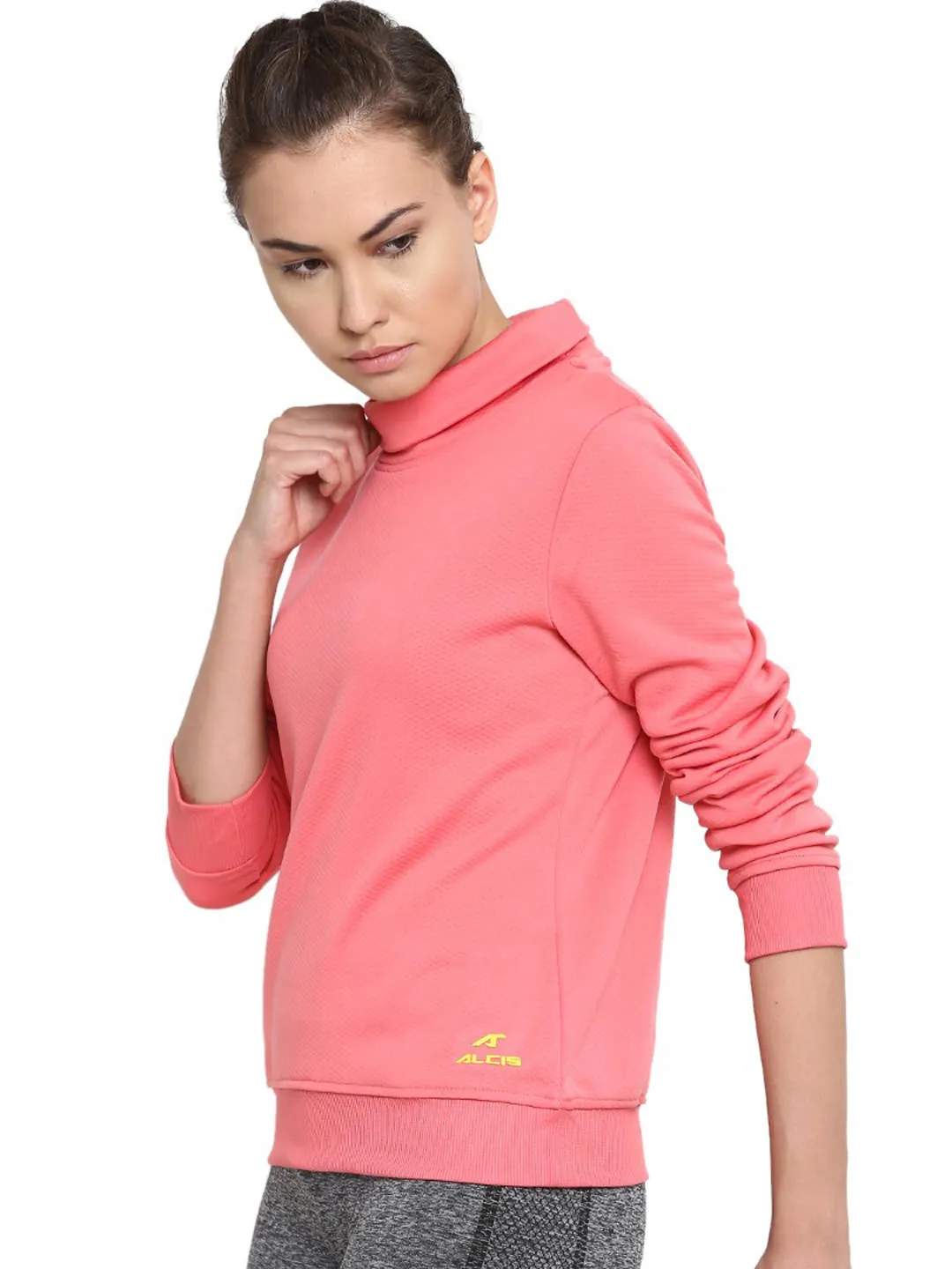 Alcis Women Pink Solid Sweatshirt 133WSS194