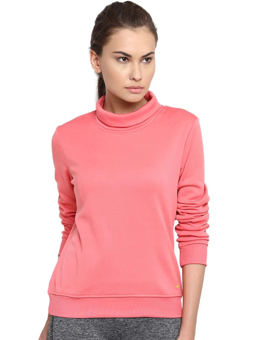 Alcis Women Pink Solid Sweatshirt 133WSS194