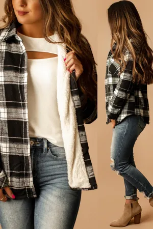 Already Gone Sherpa Lined Flannel (Black   White) | FINAL SALE