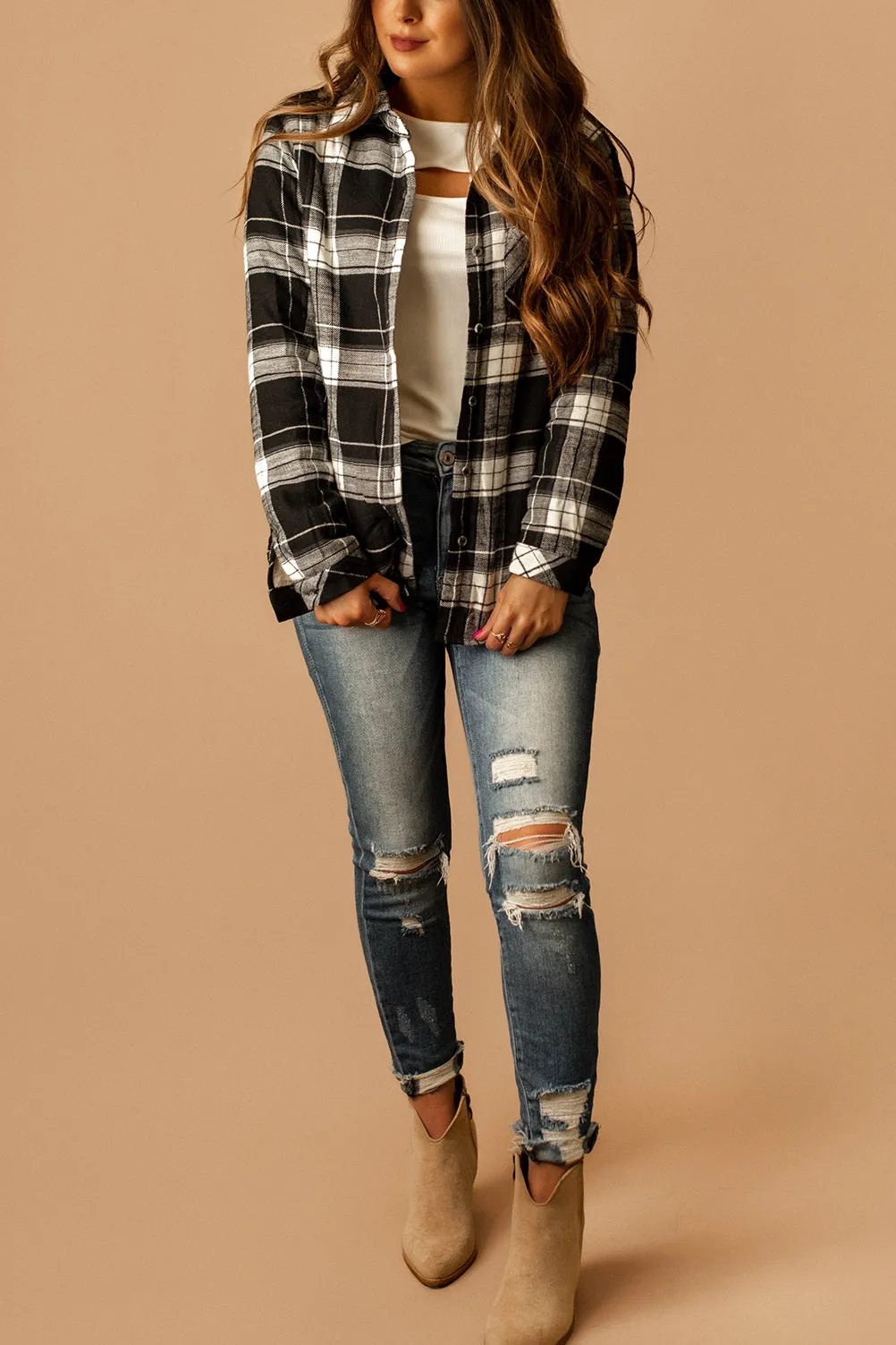 Already Gone Sherpa Lined Flannel (Black   White) | FINAL SALE