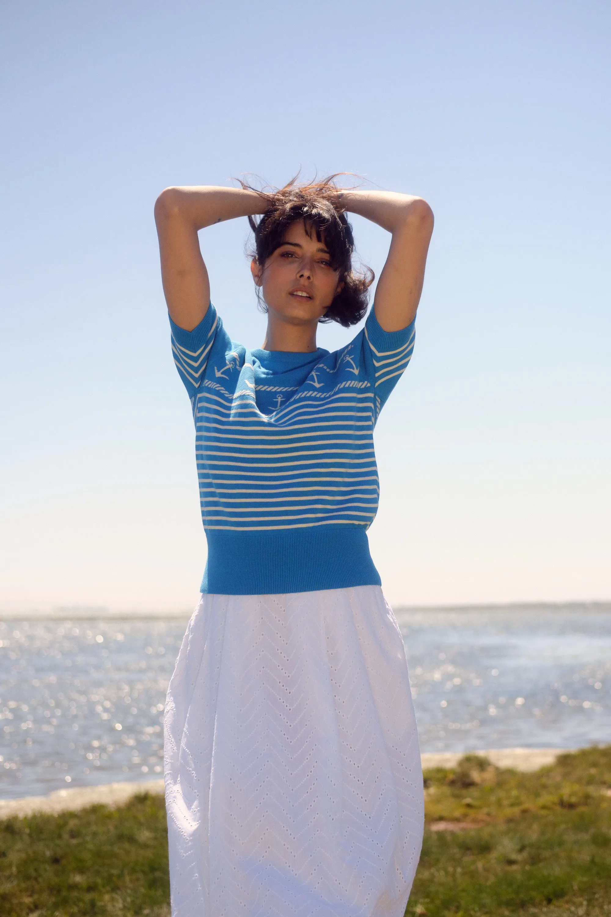 Anchors S/S Crew in Methyl Blue