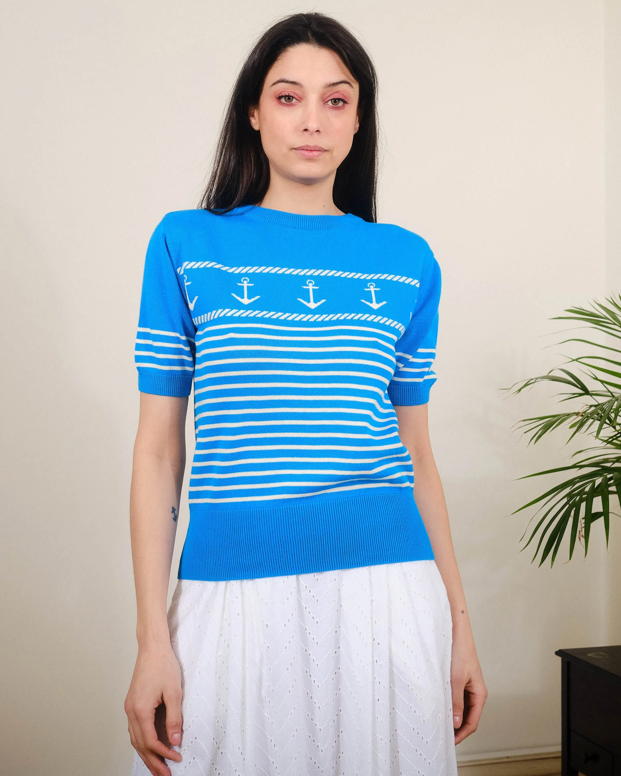 Anchors S/S Crew in Methyl Blue