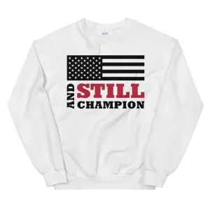 And Still Champion flag with ASC logo on back label men's sweatshirt