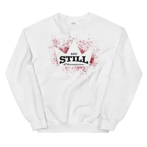 And Still Champion in crown men's sweatshirt with ASC logo on back label