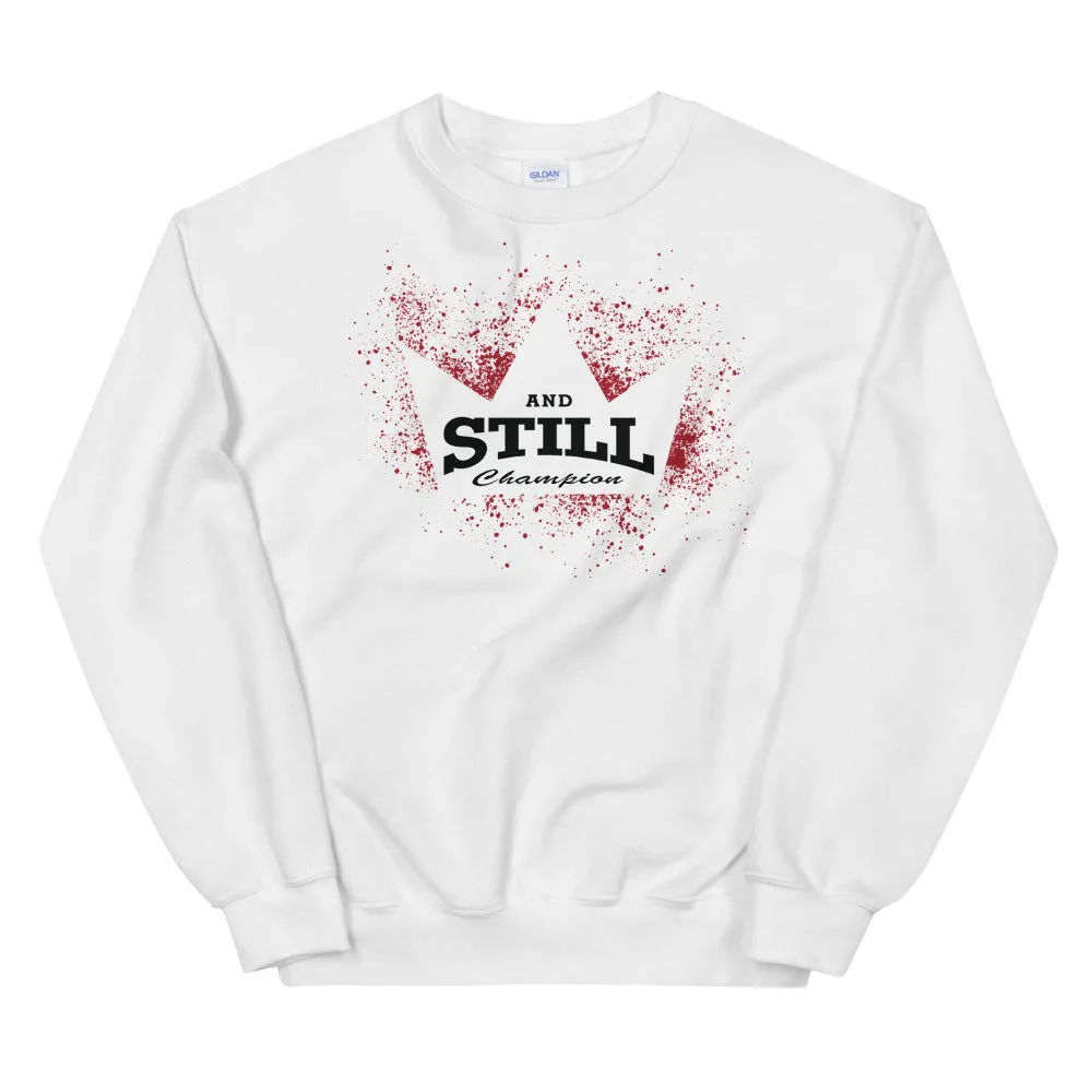 And Still Champion in crown men's sweatshirt with ASC logo on back label