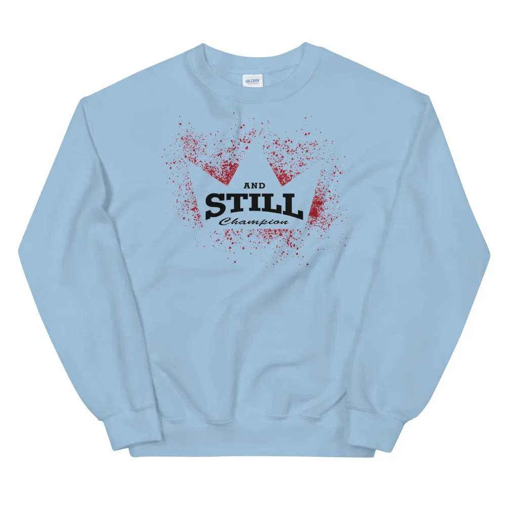 And Still Champion in crown men's sweatshirt with ASC logo on back label
