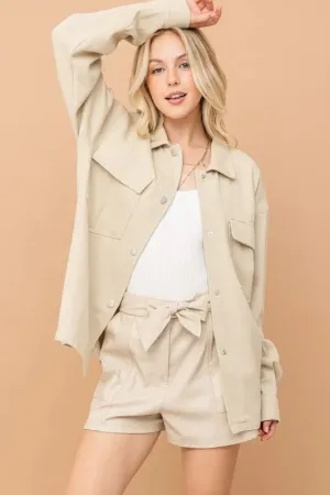 And The Why Faux Leather Shorts With Waist Ribbon