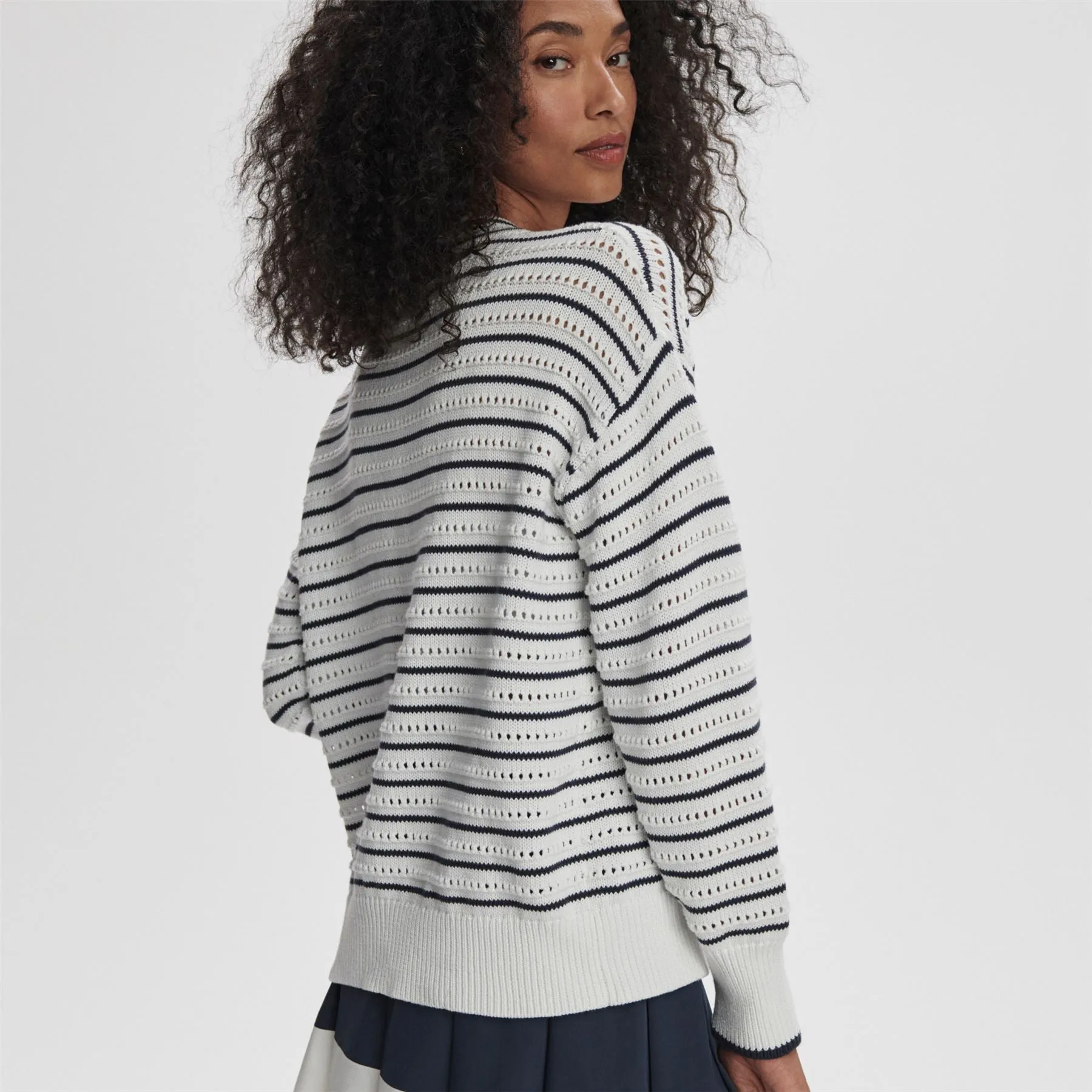 Antonia Relaxed Cardigan White/Blue Nights