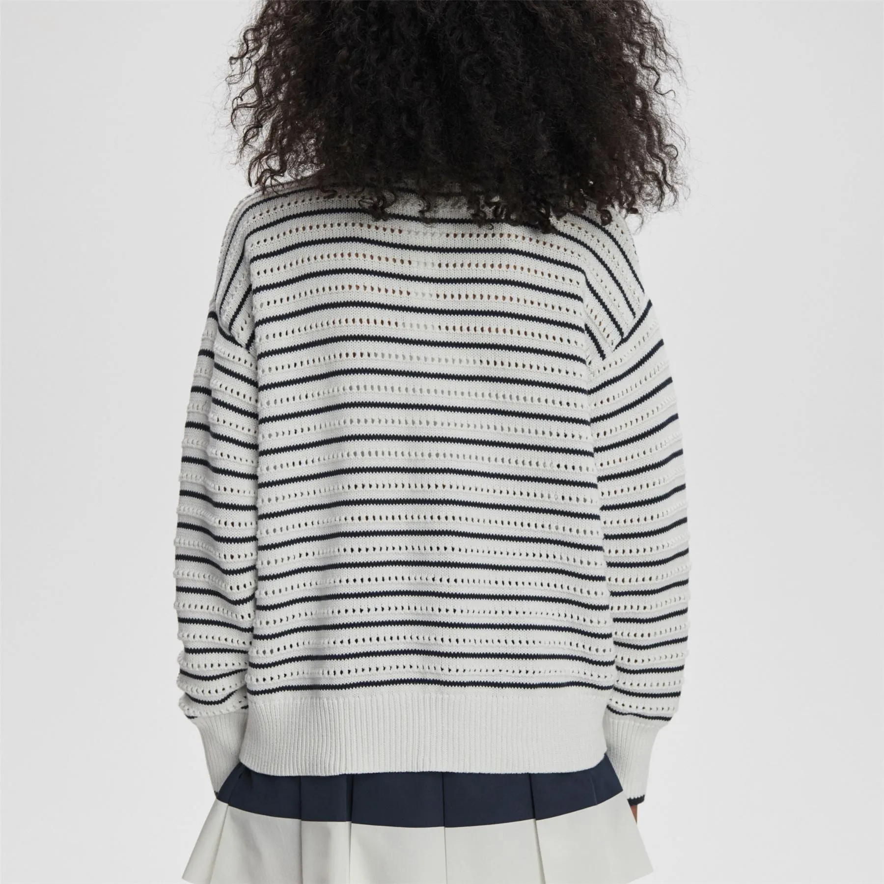 Antonia Relaxed Cardigan White/Blue Nights