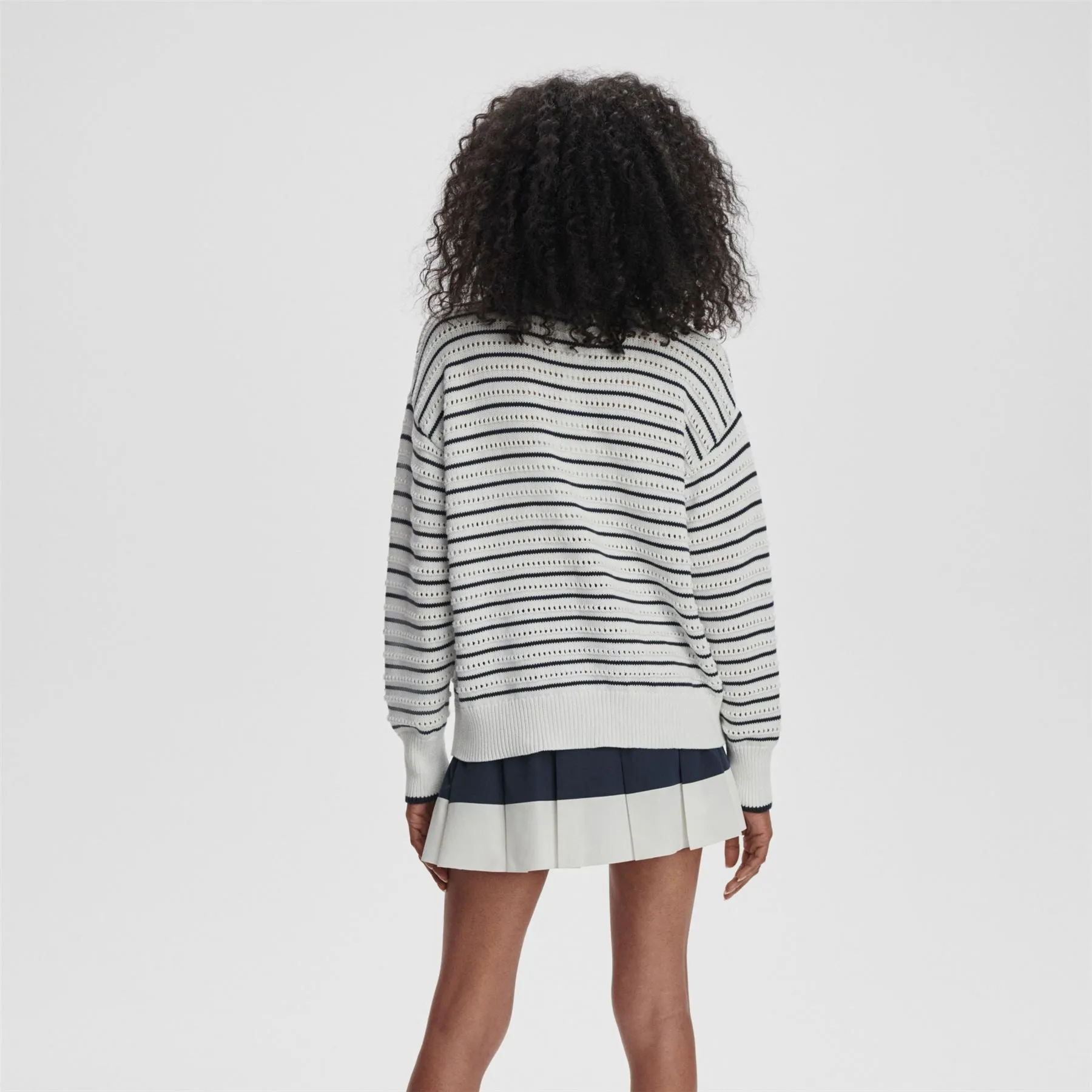 Antonia Relaxed Cardigan White/Blue Nights