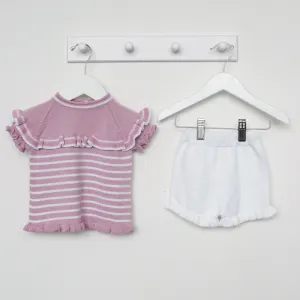 Artesania Granlei Girls Lilac Fine Knit Shorts Set