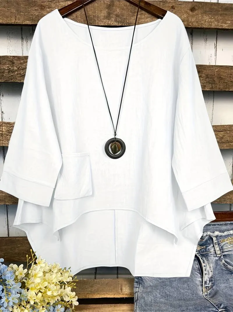 Ashley – casual blouse with round neckline for spring