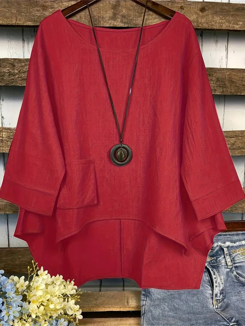 Ashley – casual blouse with round neckline for spring