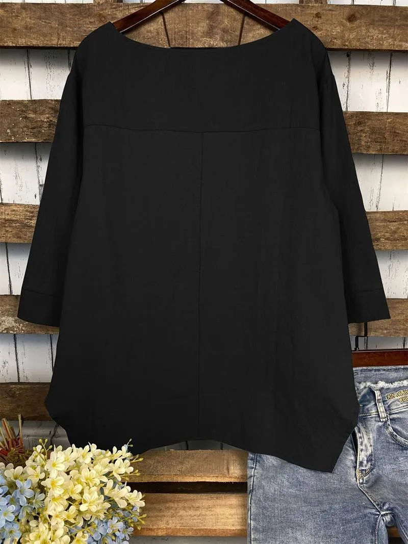 Ashley – casual blouse with round neckline for spring