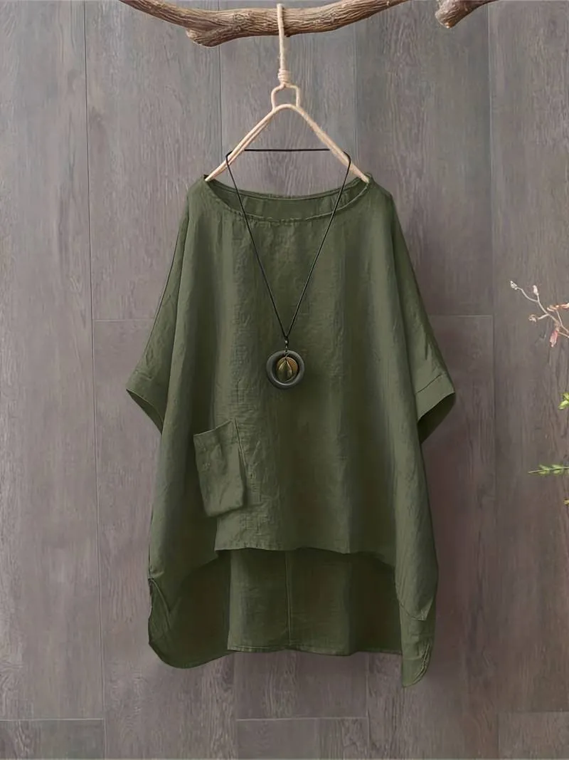 Ashley – casual blouse with round neckline for spring