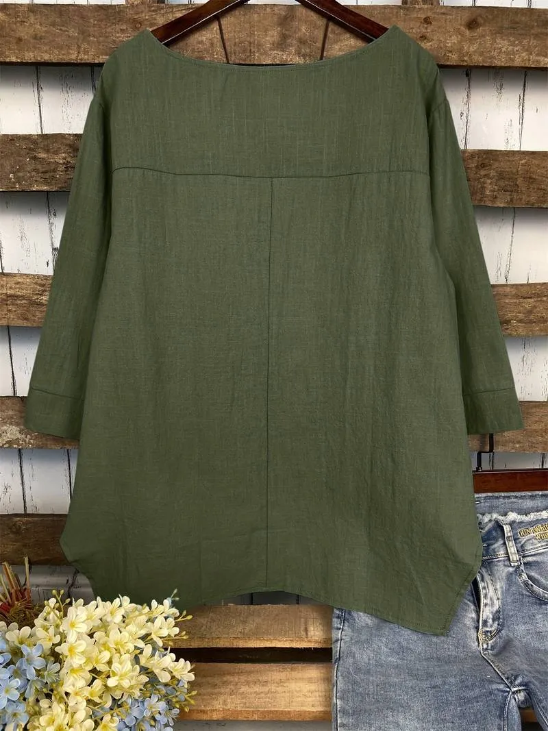Ashley – casual blouse with round neckline for spring